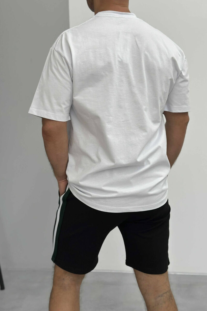 SET I THJESHTË T-SHIRT+PANTALLONA TË SHKURTRA PËR MESHKUJ NË NGJYRËN E BARDHË+E ZEZË - 4