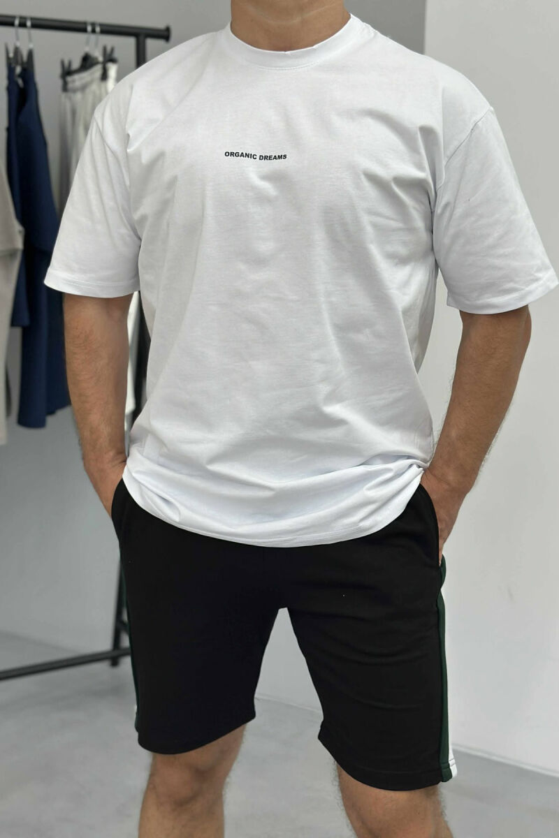 SET I THJESHTË T-SHIRT+PANTALLONA TË SHKURTRA PËR MESHKUJ NË NGJYRËN E BARDHË+E ZEZË - 3