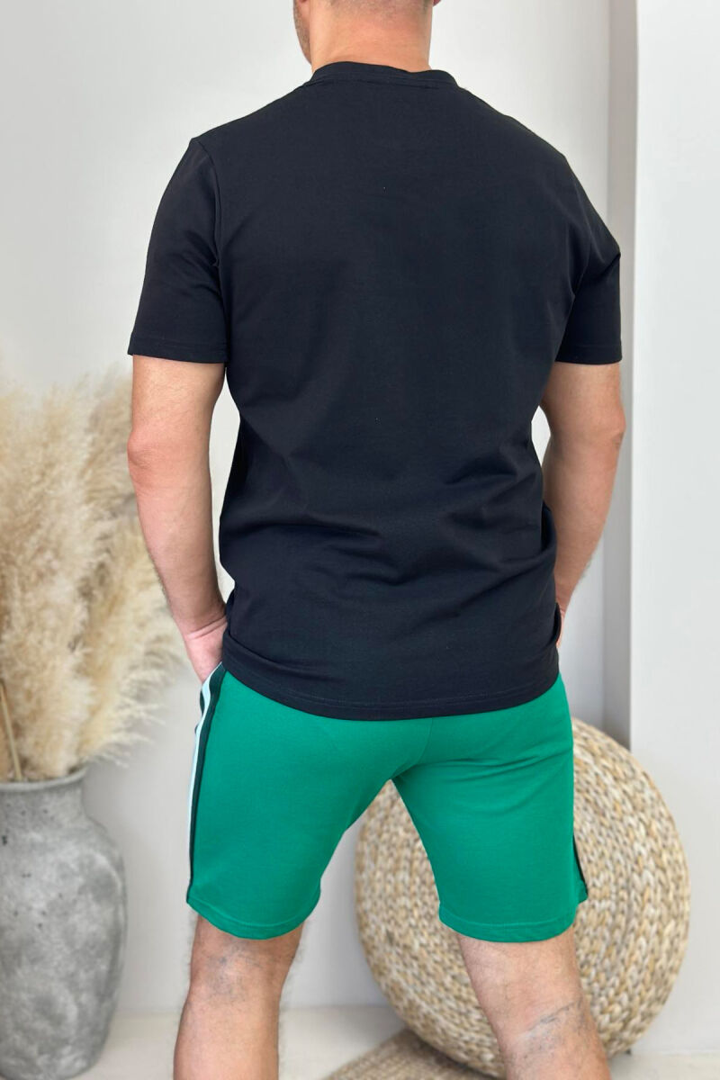 SET I THJESHTË T-SHIRT+PANTALLONA TË SHKURTRA PËR MESHKUJ NË NGJYRËN E ZEZË+JESHILE - 4