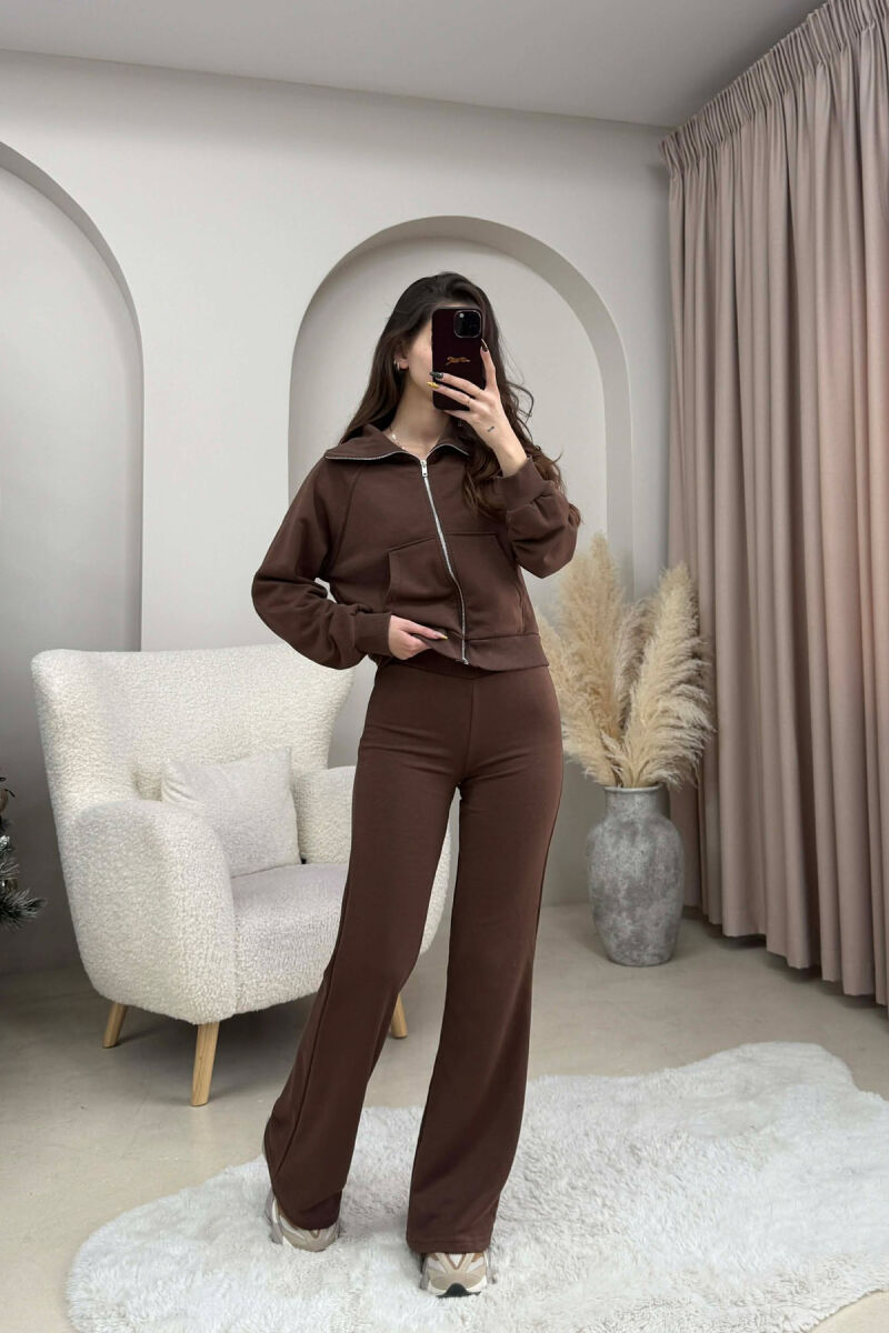 SET I THJESHTE XHAKETE E SHKURTER+ PANTALLONA PER FEMRA NE NGJYRE KAFE - 1