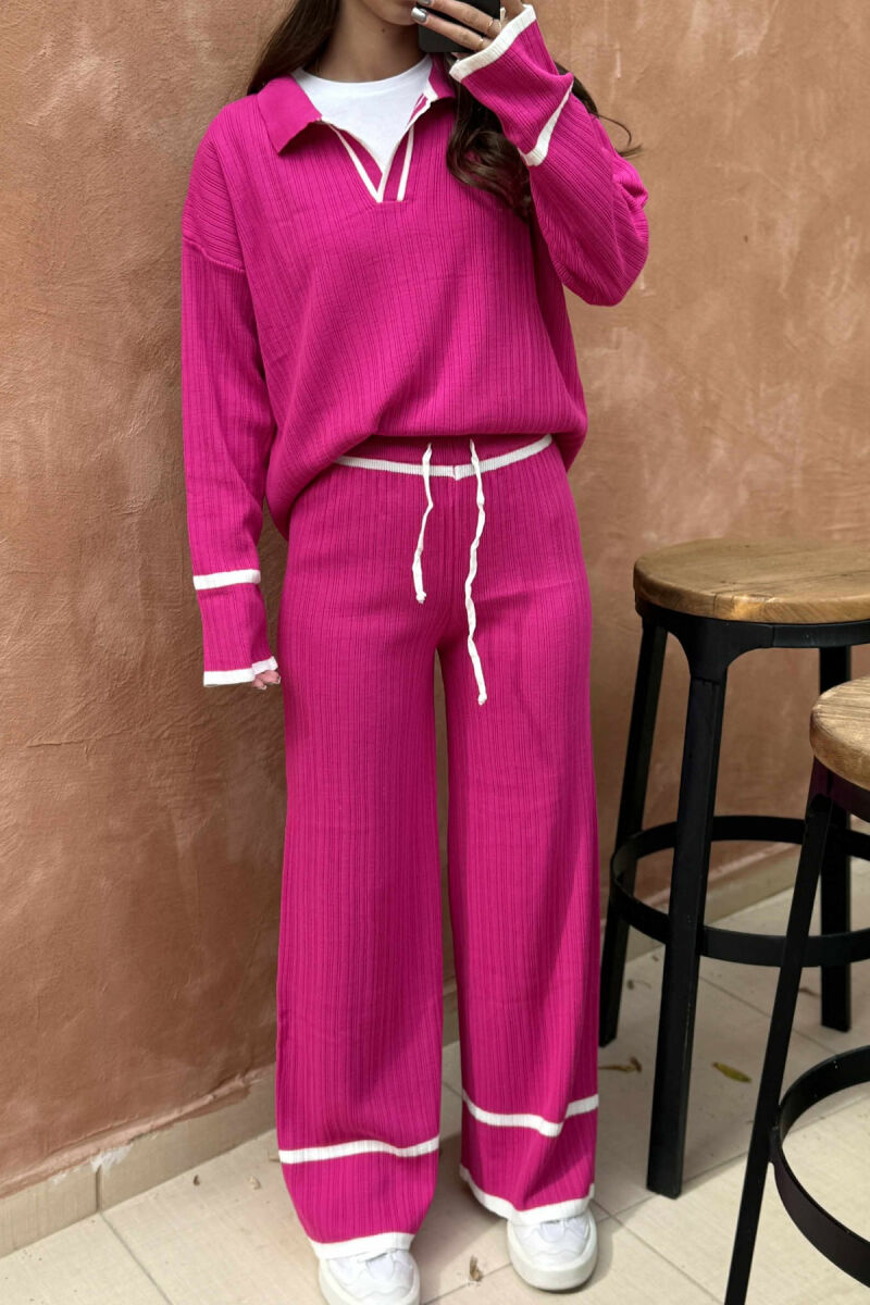 SET I THURRRUR NJË NGJYRËSH TRIKO ME JAKË POLO+PANTALLONA PËR FEMRA NË NGJYRË CIKLAMI - 3