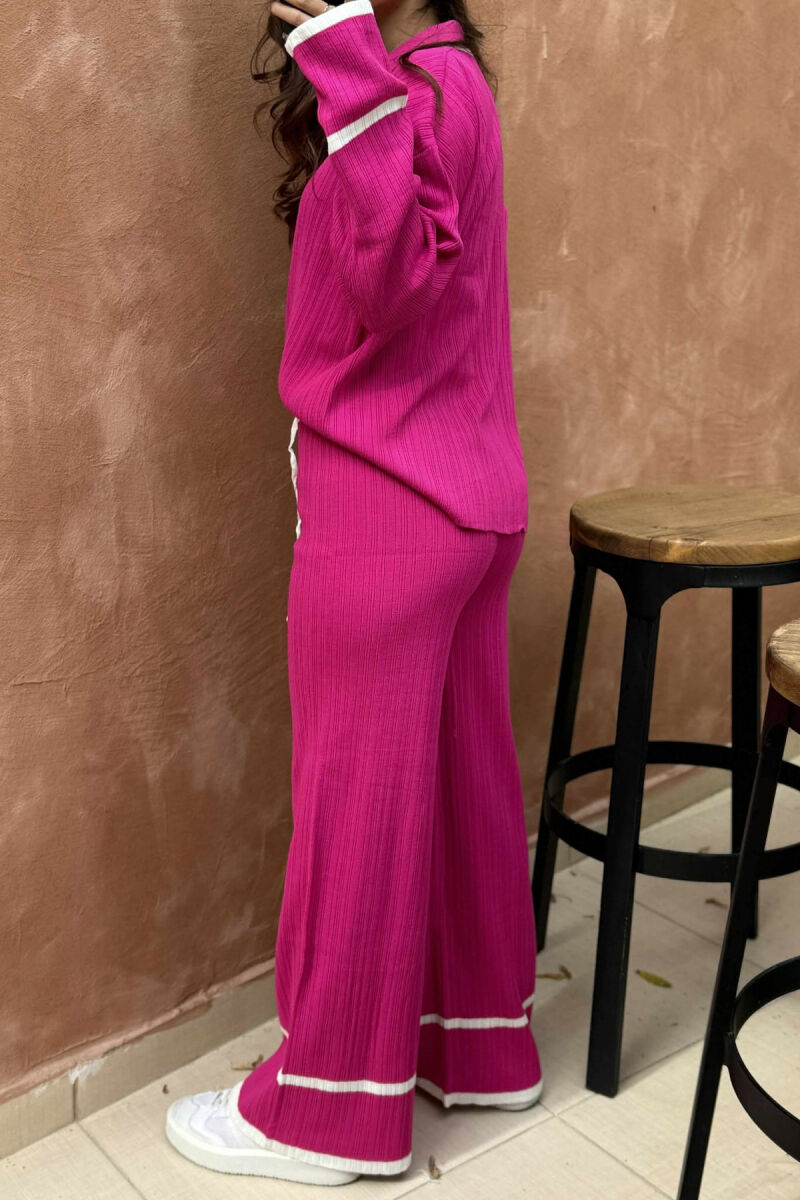 SET I THURRRUR NJË NGJYRËSH TRIKO ME JAKË POLO+PANTALLONA PËR FEMRA NË NGJYRË CIKLAMI - 4