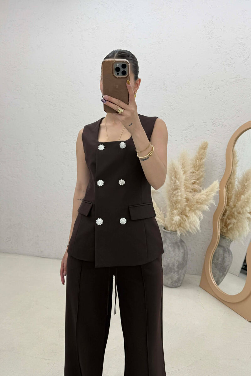SET JELEK+PANTALLONA PER FEMRA NE NGJYRE KAFE - 2
