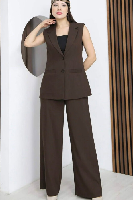 SET JELEK+PANTALLONA PER FEMRA NE NGJYRE KAFE - 2