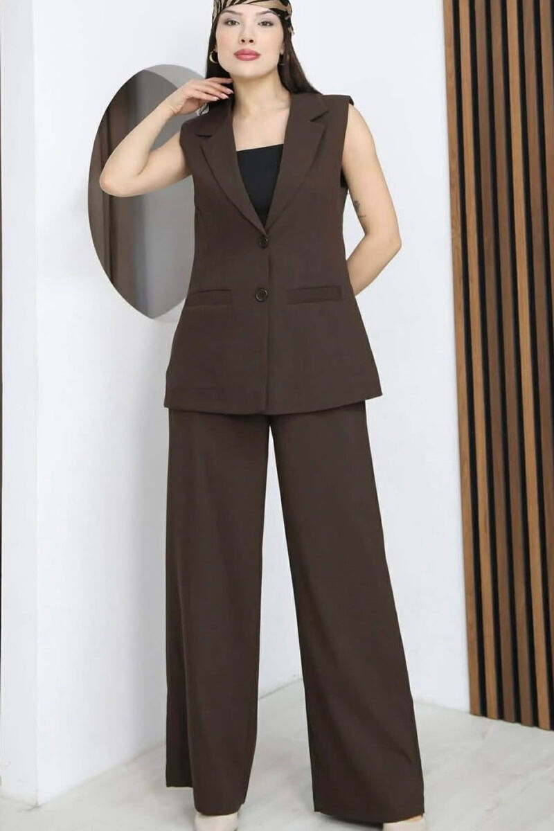 SET JELEK+PANTALLONA PER FEMRA NE NGJYRE KAFE - 2