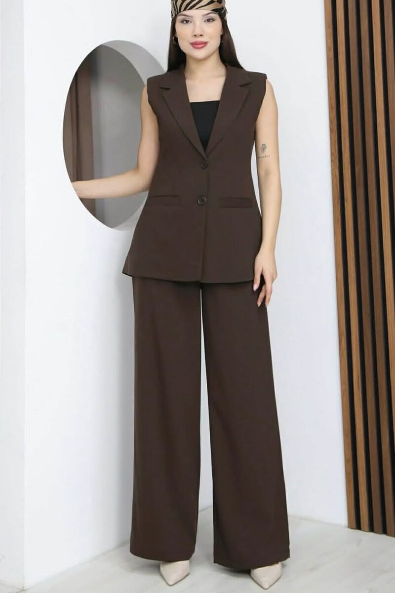 SET JELEK+PANTALLONA PER FEMRA NE NGJYRE KAFE - 3