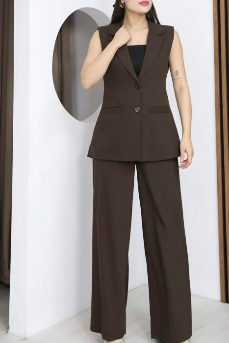 SET JELEK+PANTALLONA PER FEMRA NE NGJYRE KAFE - 4