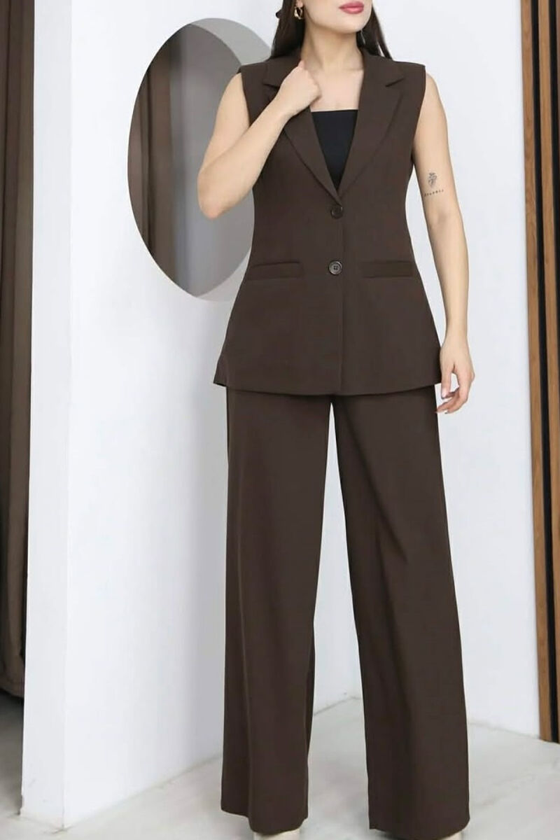 SET JELEK+PANTALLONA PER FEMRA NE NGJYRE KAFE - 4