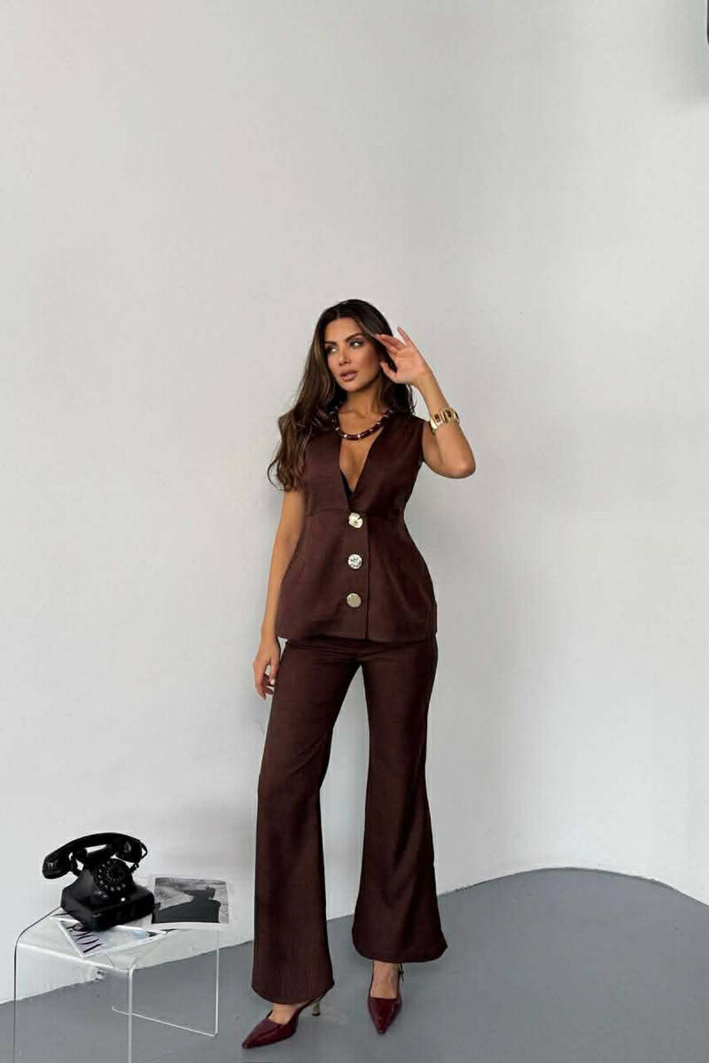 SET JELEK+PANTALLONA PER FEMRA NE NGJYRE KAFE TE ERRET - 1