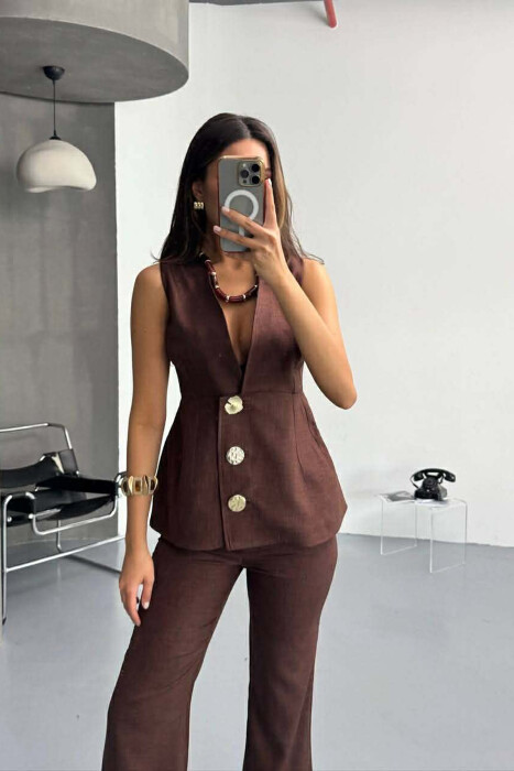 SET JELEK+PANTALLONA PER FEMRA NE NGJYRE KAFE TE ERRET - 2