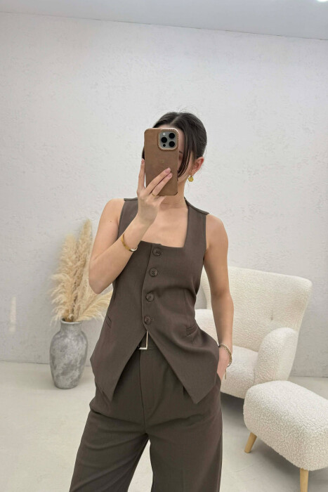 SET JELEK+PANTALLONA PER FEMRA NE NGJYRE KAFE TE ERRET - 3