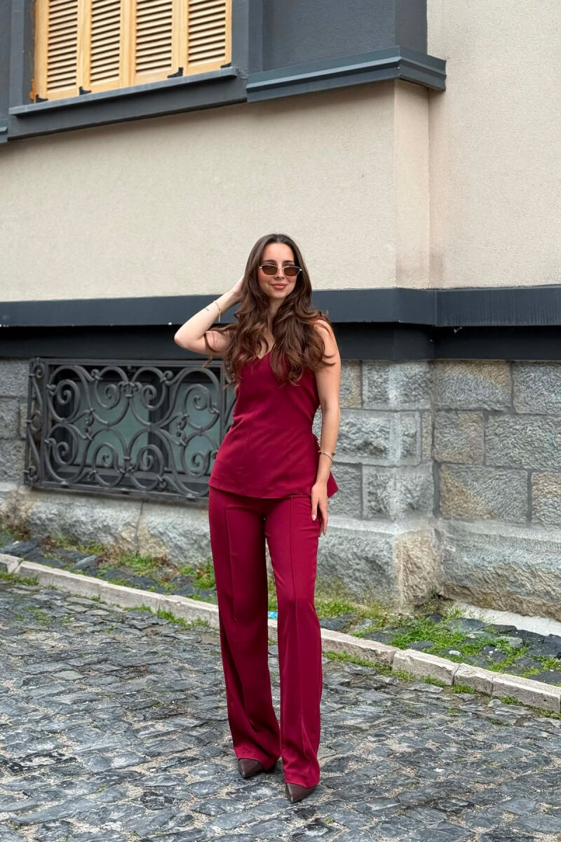 SET KANTJERE ME LIDHESE+PANTALLONA PER FEMRA NE NGJYRE VISHNJE E RRET - 2