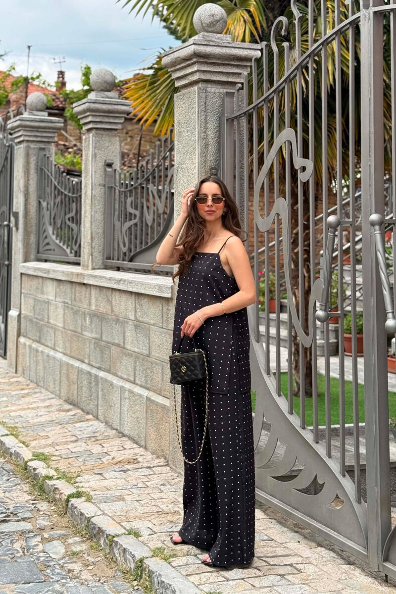SET KANTJERE+PANTALLONA ME DIZAJN POLKA DOTS PER FEMRA NE NGJYRE TE ZEZE - 2