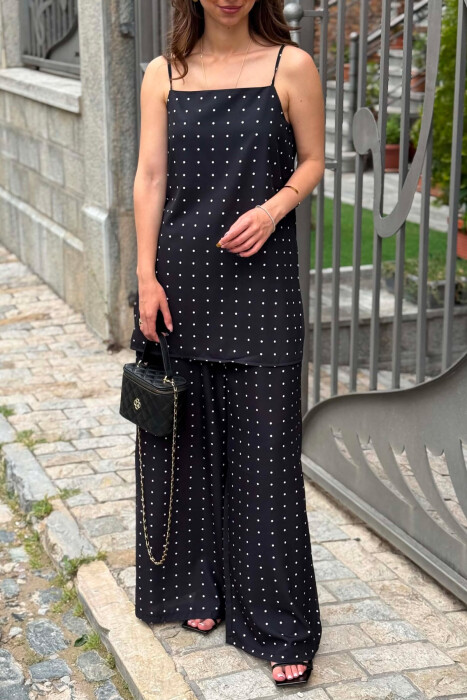 SET KANTJERE+PANTALLONA ME DIZAJN POLKA DOTS PER FEMRA NE NGJYRE TE ZEZE - 5