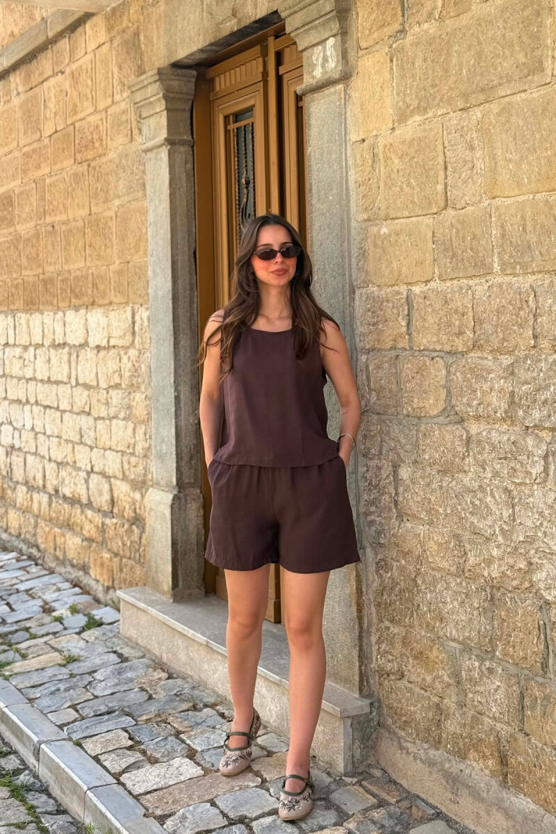 SET KANATJERE+PANTALLONA TE SHKURTA PER FEMRA NE NGJYRE KAFE - 1