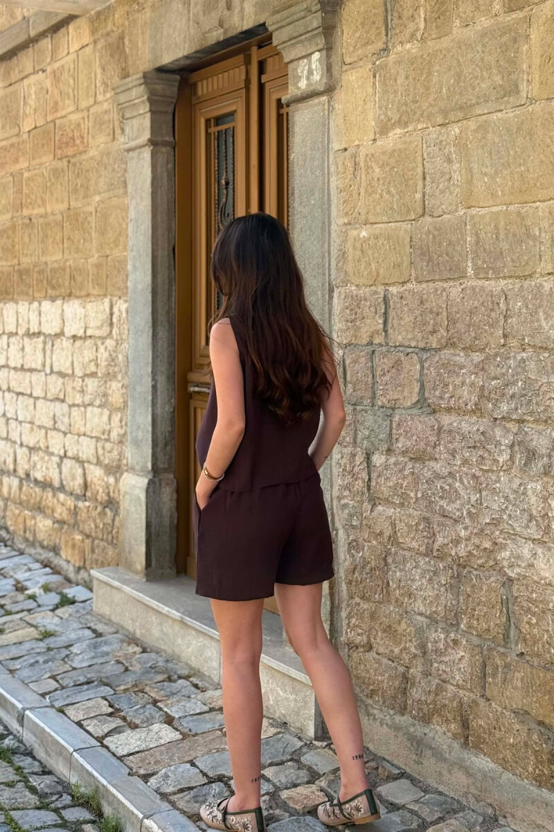 SET KANATJERE+PANTALLONA TE SHKURTA PER FEMRA NE NGJYRE KAFE - 4