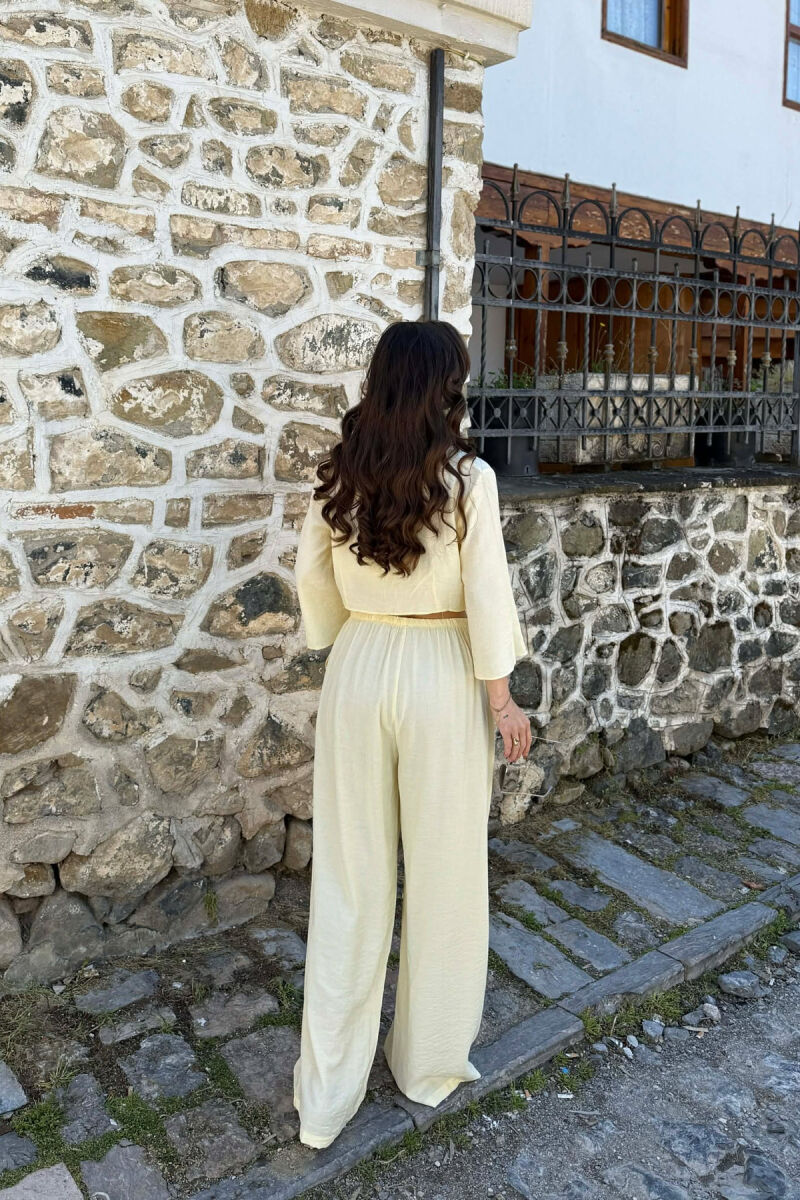  SET KEMISHE ME BUTONA + PANTALLONA PER FEMRA NE NGJYRE TE VERDHE - 6