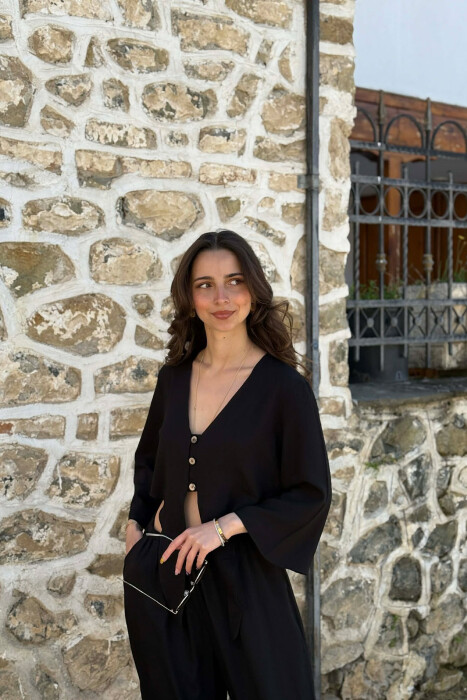  SET KEMISHE ME BUTONA + PANTALLONA PER FEMRA NE NGJYRE TE ZEZE - 5