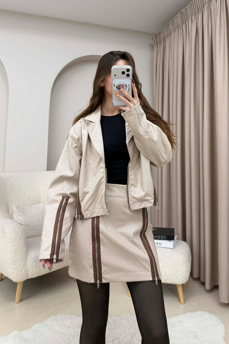 SET LEKURE XHAKETE ME DETAJE ZINXHIRASH + FUND PER FEMRA NE NGJYRE BEZHE - 3