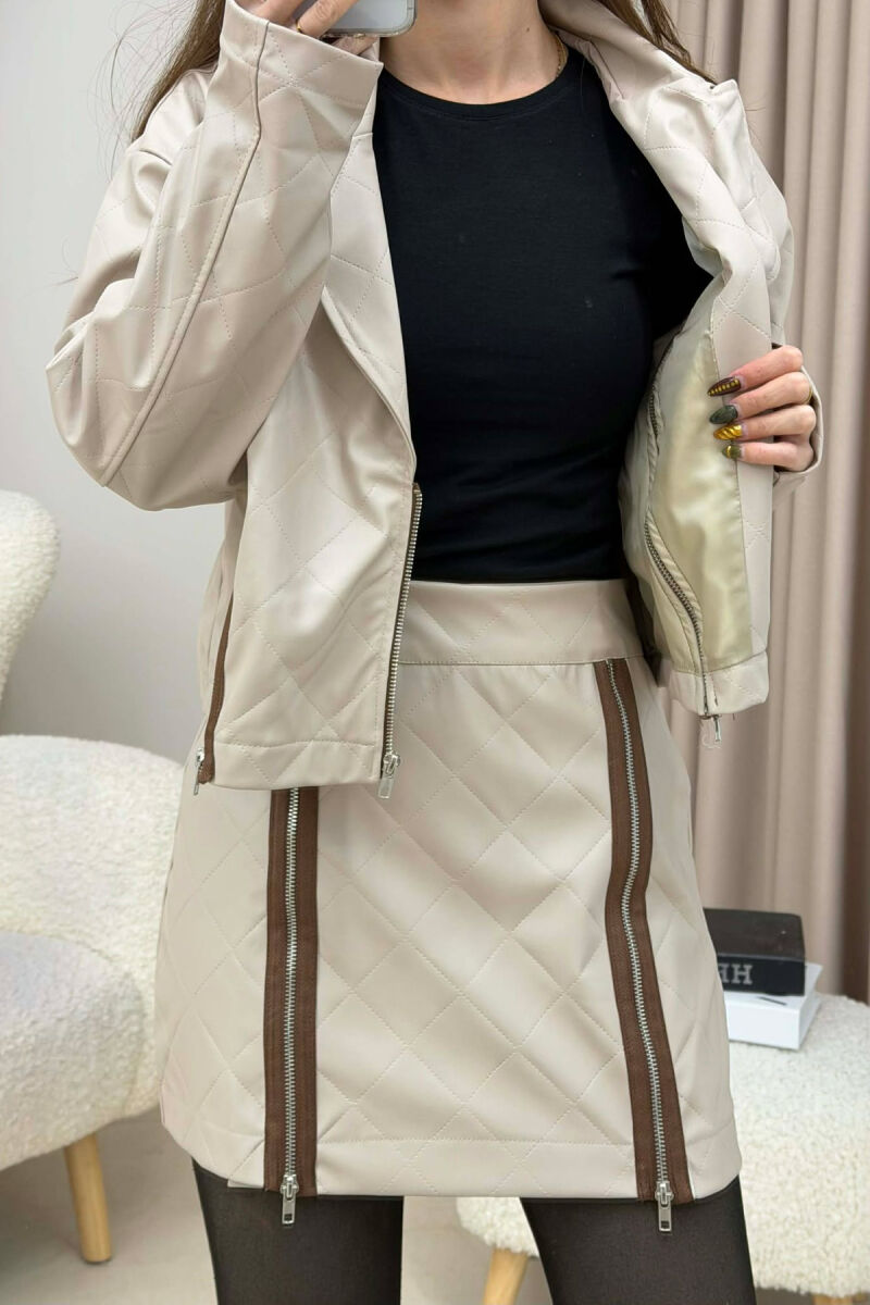 SET LEKURE XHAKETE ME DETAJE ZINXHIRASH + FUND PER FEMRA NE NGJYRE BEZHE - 4