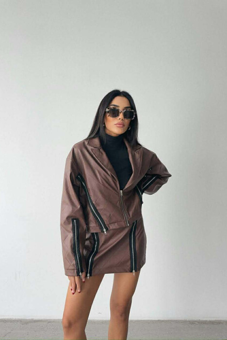 SET LEKURE XHAKETE ME DETAJE ZINXHIRASH + FUND PER FEMRA NE NGJYRE KAFE - 3