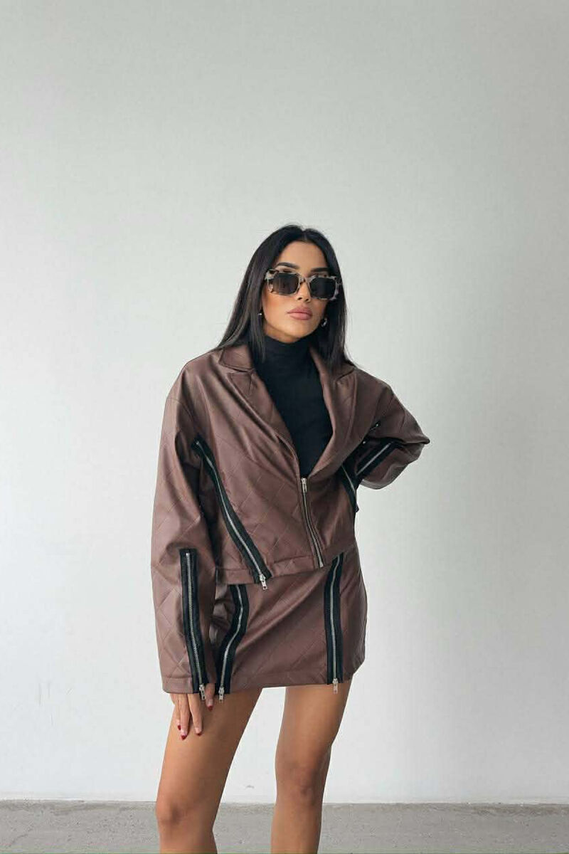 SET LEKURE XHAKETE ME DETAJE ZINXHIRASH + FUND PER FEMRA NE NGJYRE KAFE - 3