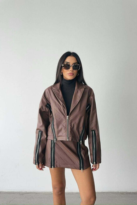 SET LEKURE XHAKETE ME DETAJE ZINXHIRASH + FUND PER FEMRA NE NGJYRE KAFE - 5