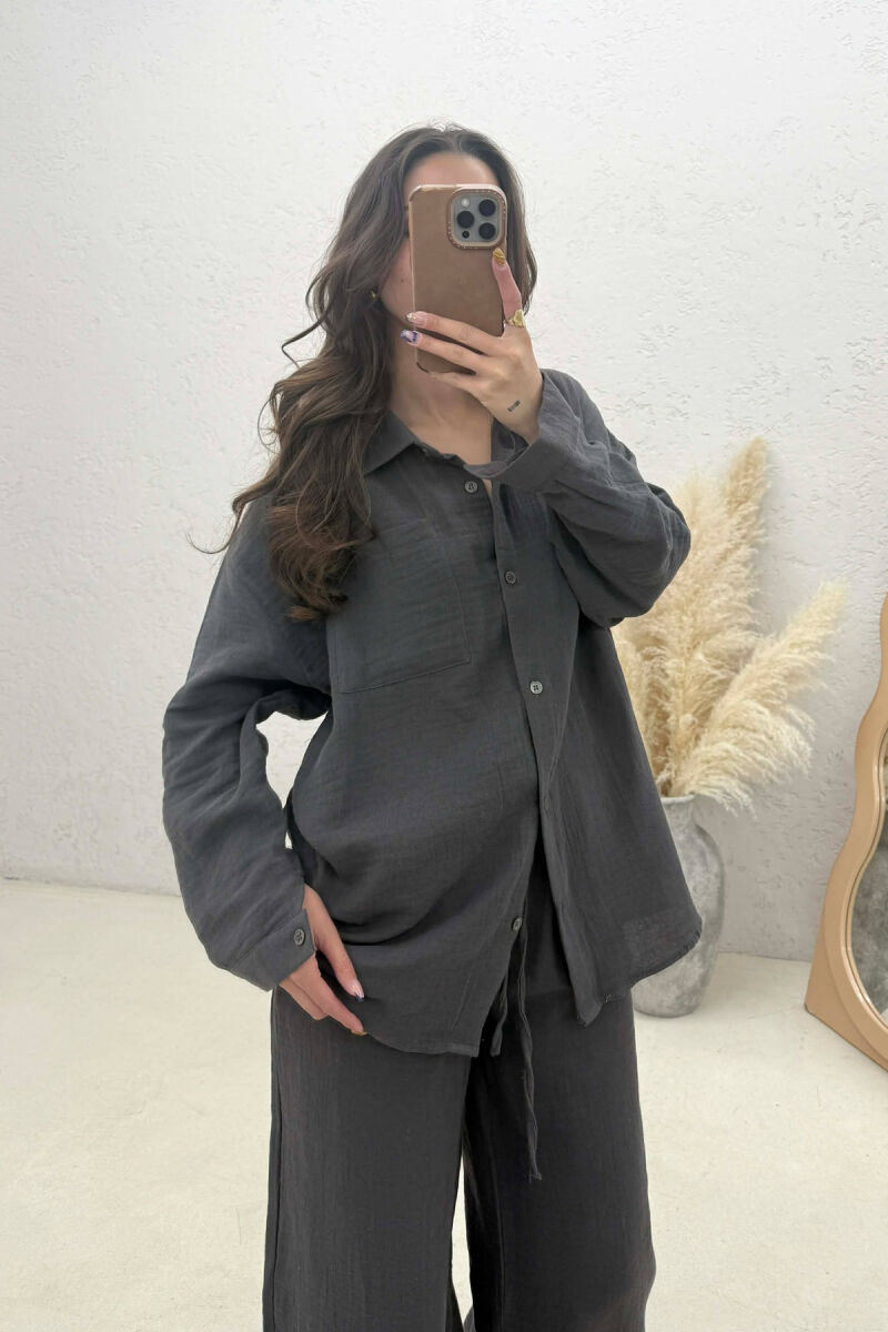SET LINO KEMISHE + PANTALLONA PER FEMRA NE NGJYRE GRI TE ERRET - 4