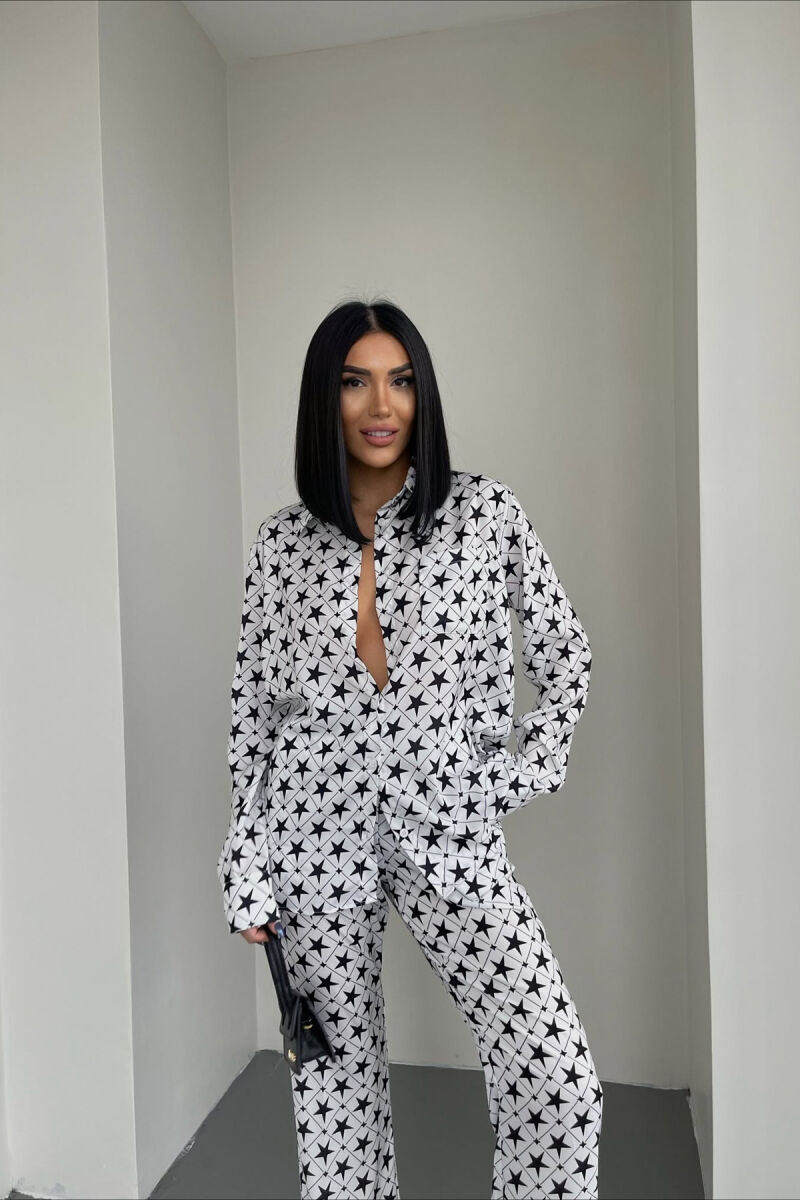 SET ME DIZAJNIN E YJEVE KËMISHË+PANTALLONA PËR FEMRA NË NGJYRËN E BARDHË+E ZEZË - 3