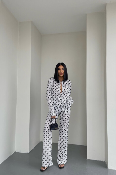 SET ME DIZAJNIN E YJEVE KËMISHË+PANTALLONA PËR FEMRA NË NGJYRËN E BARDHË+E ZEZË - 8