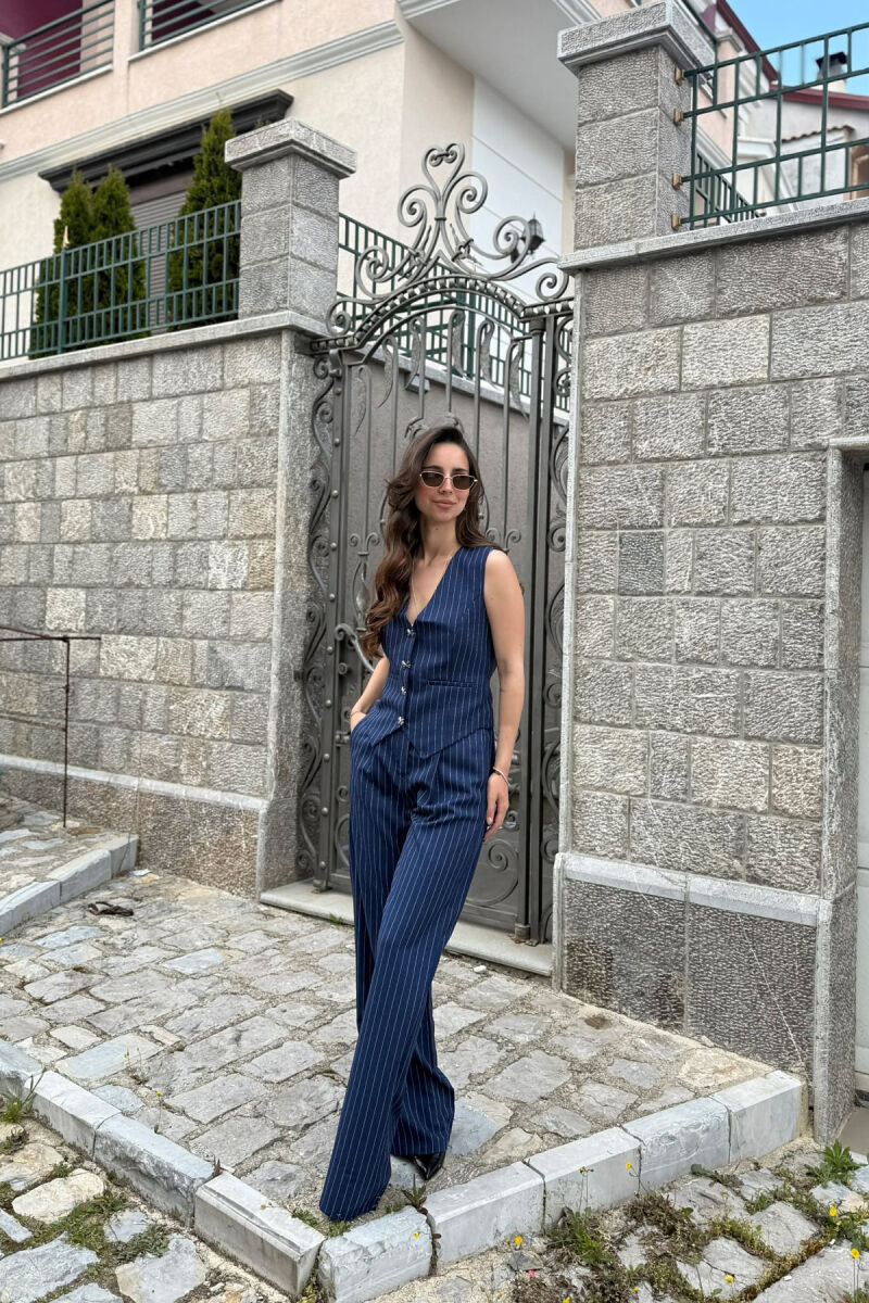 SET ME DIZAJN ME VIJA JELEK + PANTALLONA PER FEMRA NE NGJYRE BLU - 1