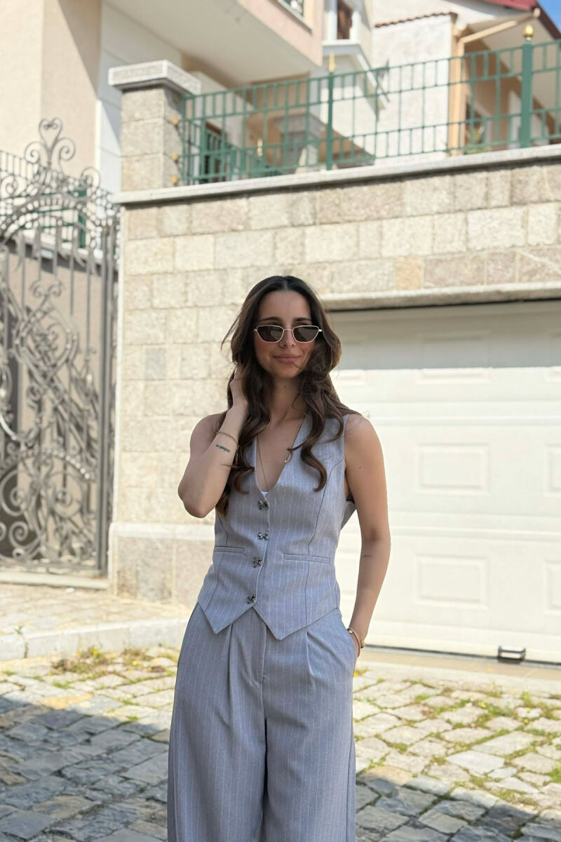 SET ME DIZAJN ME VIJA JELEK + PANTALLONA PER FEMRA NE NGJYRE GRI TE ZBARDHUR - 3