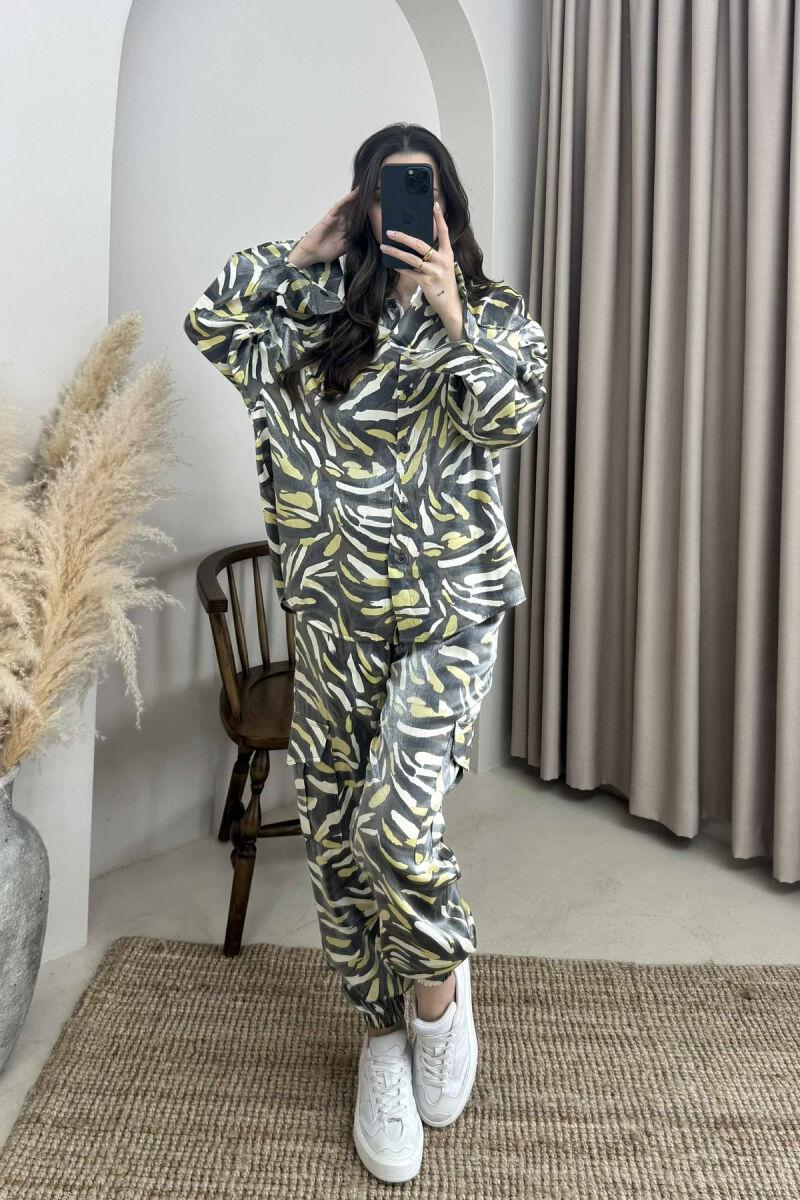 SET ME DIZAJNE TË NDRYSHME KËMISHË+PANTALLONA PËR FEMRA NË NGJYRËN GRI - 2