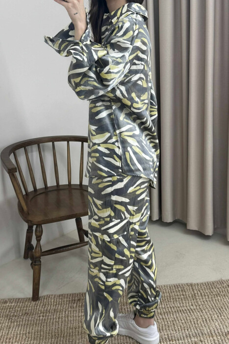 SET ME DIZAJNE TË NDRYSHME KËMISHË+PANTALLONA PËR FEMRA NË NGJYRËN GRI - 3