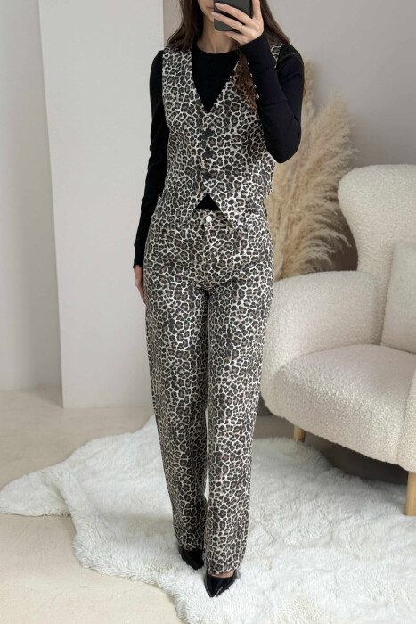 SET ME DIZAJNIN E LEOPARDIT JELEK+PANTALLONA PËR FEMRA - 2