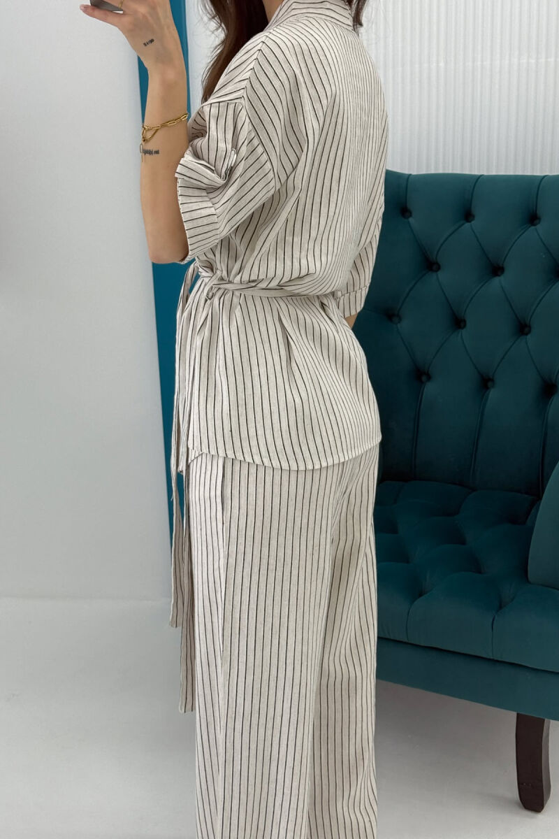 SET ME DIZAJNIN E VIJAVE KËMISHË+PANTALLONA PËR FEMRA NË NGJYRËN KREM+E ZEZË - 8