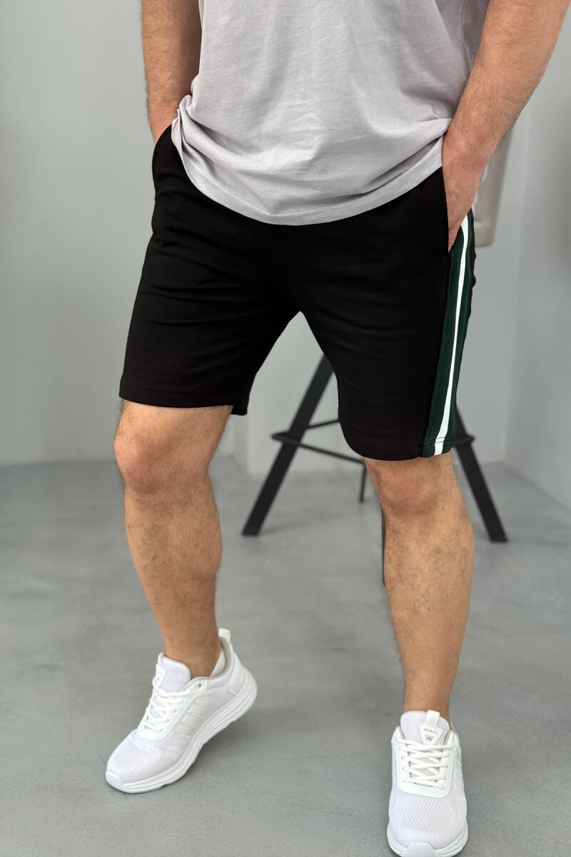 SET ME IMAZH T-SHIRT+PANTALLONA TË SHKURTRA PËR MESHKUJ NË NGJYRËN E ZEZË+GRI - 3