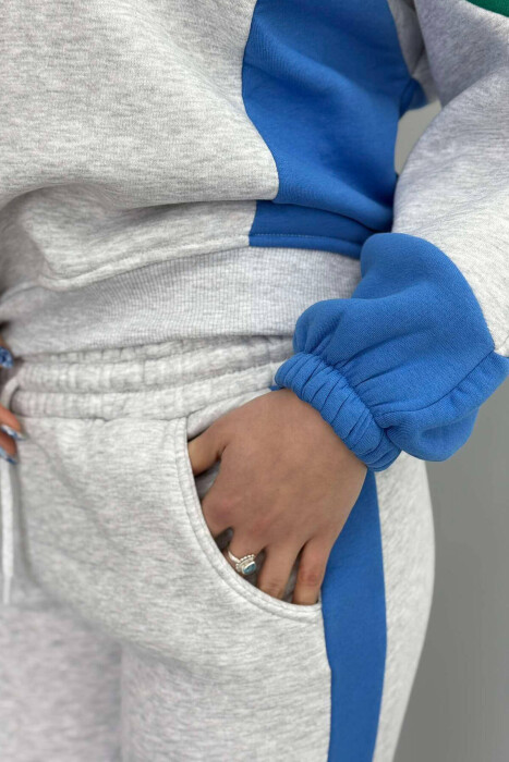 SET ME PUSH HOODIE+TUTA PËR FEMRA NE NGJYRËN GRI DHE BLU E ZBARDHUR - 10