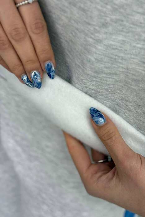 SET ME PUSH HOODIE+TUTA PËR FEMRA NE NGJYRËN GRI DHE BLU E ZBARDHUR - 12