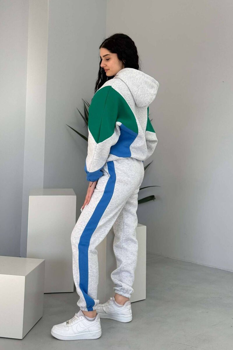 SET ME PUSH HOODIE+TUTA PËR FEMRA NE NGJYRËN GRI DHE BLU E ZBARDHUR - 2