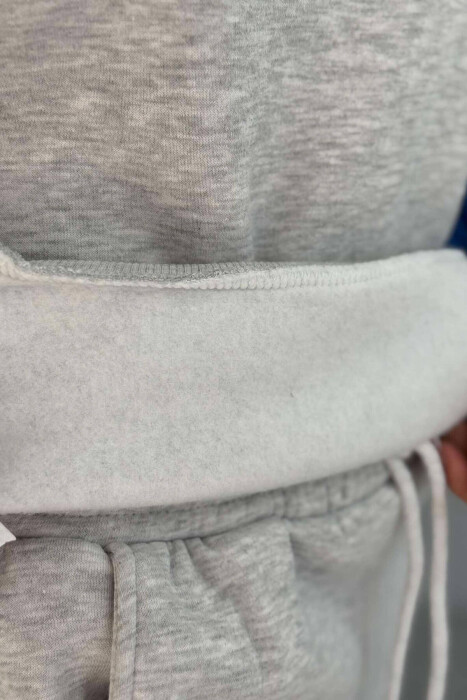 SET ME PUSH HOODIE+TUTA PËR FEMRA NE NGJYRËN GRI DHE BLU E ZBARDHUR - 4