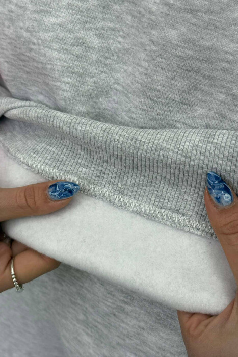 SET ME PUSH HOODIE+TUTA PËR FEMRA NE NGJYRËN GRI E ZBARDHUR DHE ROZË - 9
