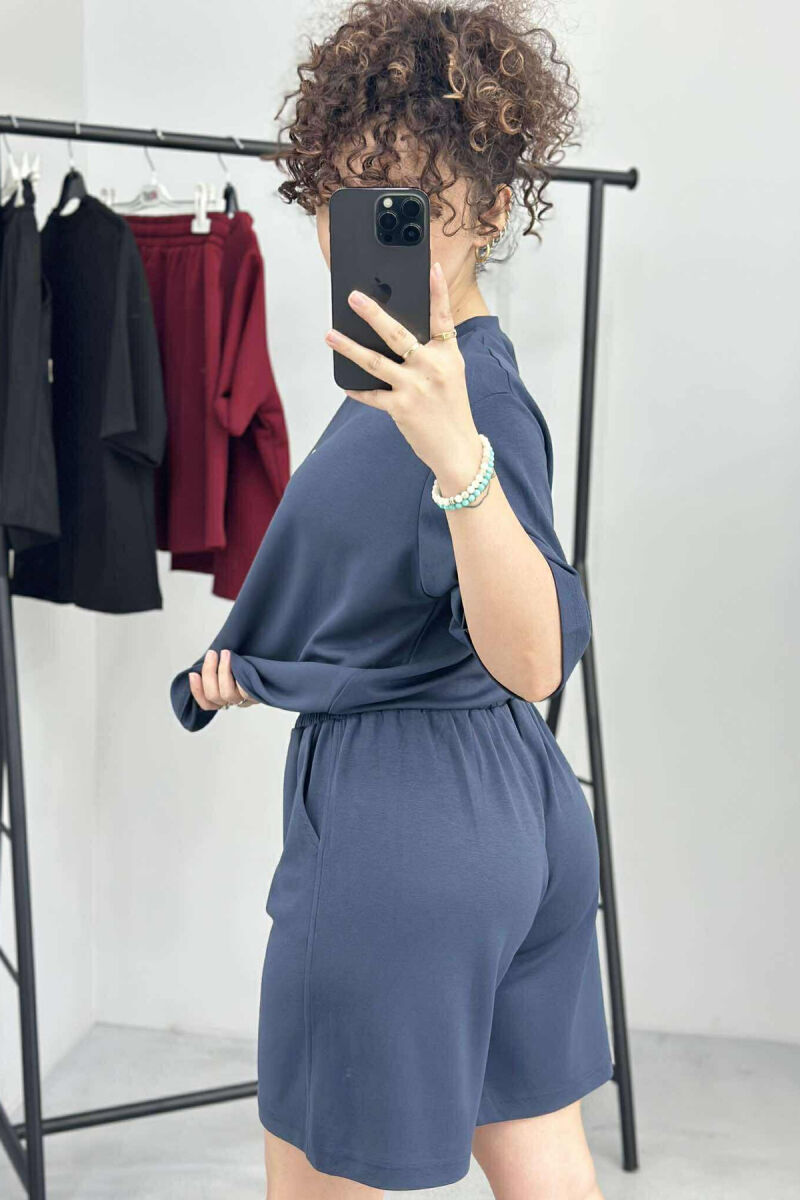 SET ME SHKRIME T-SHIRT+PANTALLONA TË SHKURTRA PËR FEMRA NË NGJYRËN GRI E ERRËT - 3