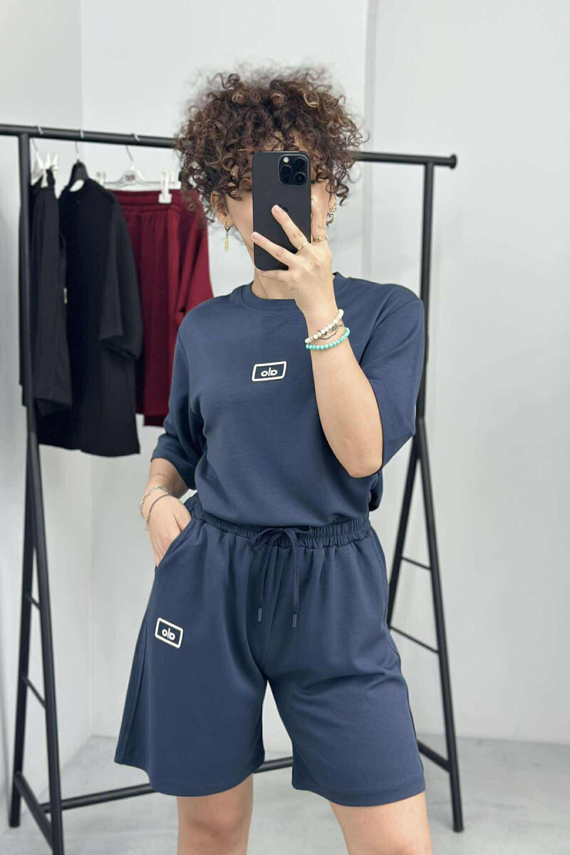 SET ME SHKRIME T-SHIRT+PANTALLONA TË SHKURTRA PËR FEMRA NË NGJYRËN GRI E ERRËT - 4