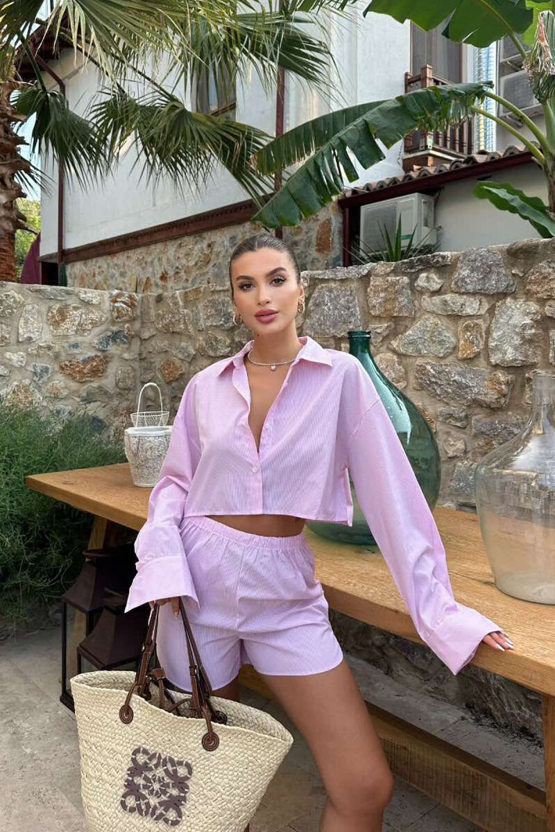 SET ME VIJA KËMISHË+PANTALLONA TË SHKURTRA PËR FEMRA NË NGJYRËN ROZË - 1