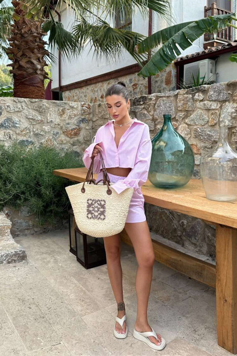 SET ME VIJA KËMISHË+PANTALLONA TË SHKURTRA PËR FEMRA NË NGJYRËN ROZË - 2