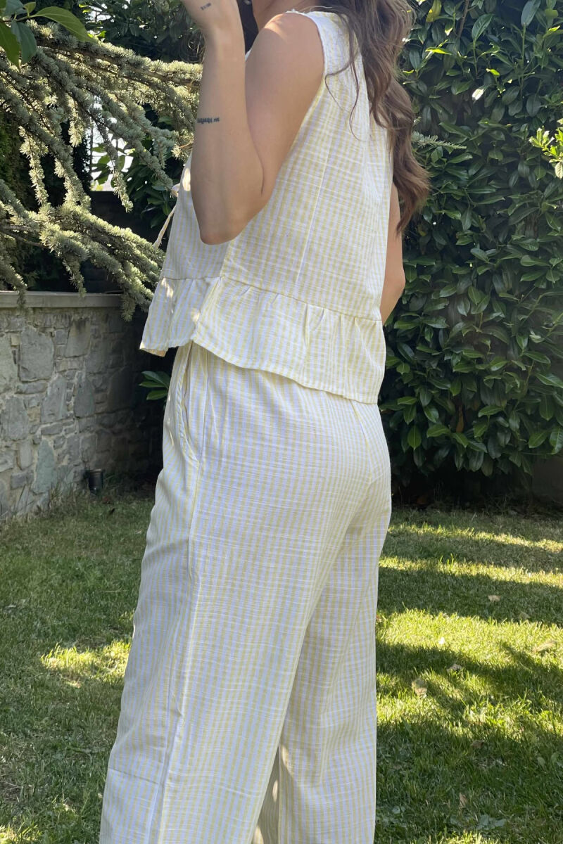 SET ME VIJA ME DETAJIN E LIDHSES KANATIERE+PANTALLONA PËR FEMRA NË NGJYRËN E VERDHË - 3