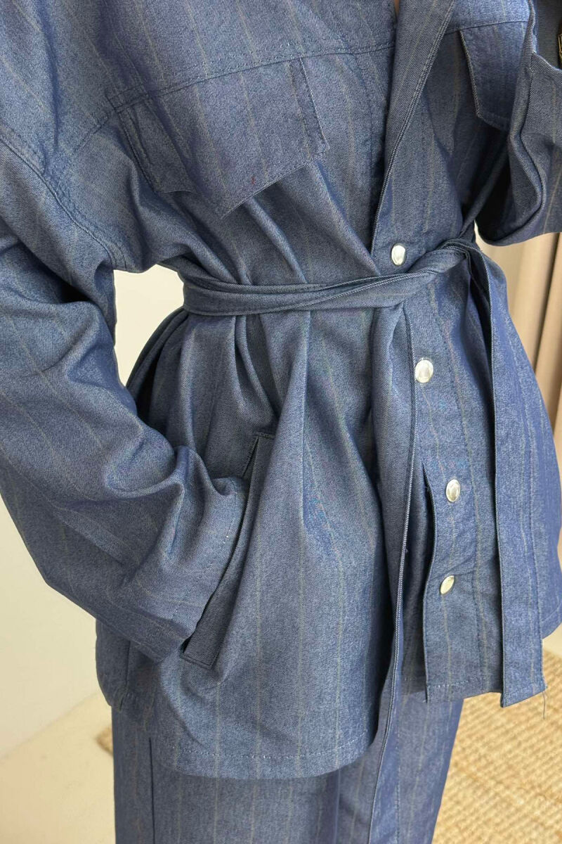 SET ME VIJA ME DETAJIN E XHEPAVE KËMISHË + PANTALLONA PËR FEMRA NË NGJYRËN BLU - 8