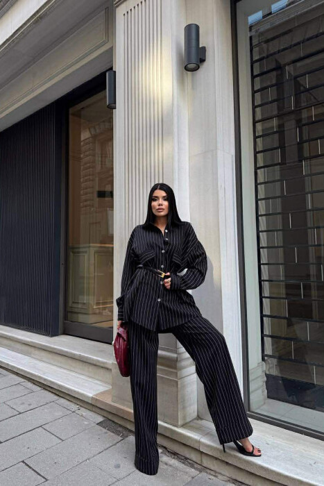 SET ME VIJA KEMISHE + PANTALLONA PER FEMRA NË NGJYRE TE ZEZE - 1