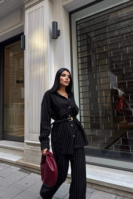 SET ME VIJA KEMISHE + PANTALLONA PER FEMRA NË NGJYRE TE ZEZE - 4